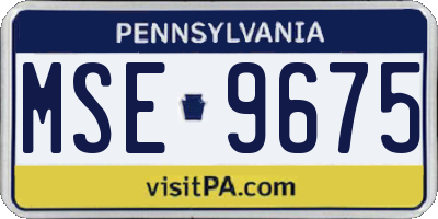 PA license plate MSE9675