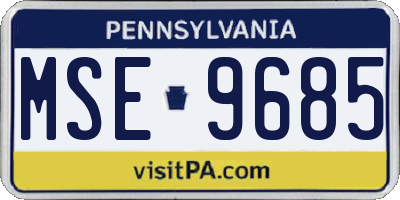 PA license plate MSE9685