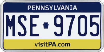 PA license plate MSE9705