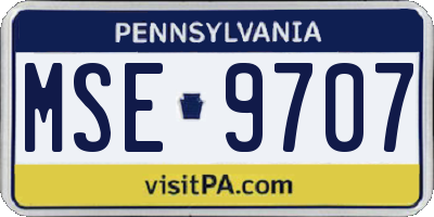 PA license plate MSE9707
