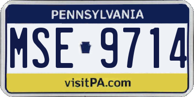 PA license plate MSE9714
