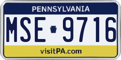 PA license plate MSE9716