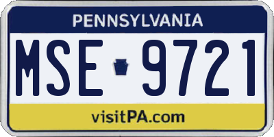 PA license plate MSE9721