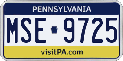 PA license plate MSE9725