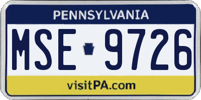 PA license plate MSE9726