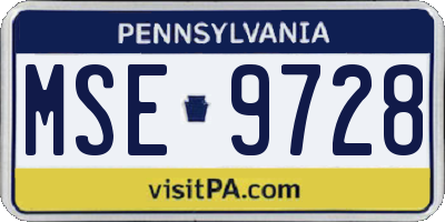 PA license plate MSE9728