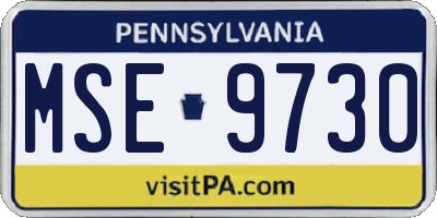 PA license plate MSE9730