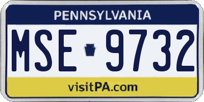 PA license plate MSE9732