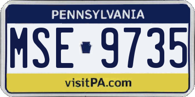 PA license plate MSE9735