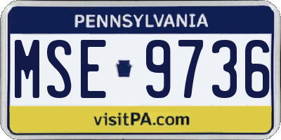 PA license plate MSE9736
