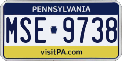 PA license plate MSE9738