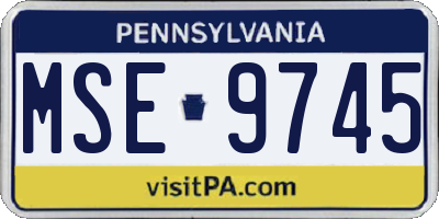 PA license plate MSE9745