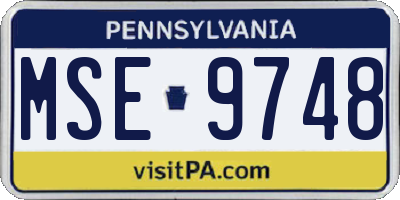 PA license plate MSE9748