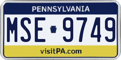 PA license plate MSE9749
