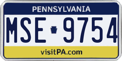 PA license plate MSE9754