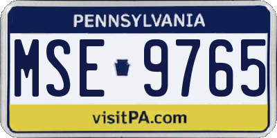 PA license plate MSE9765