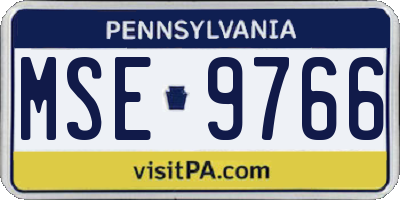 PA license plate MSE9766