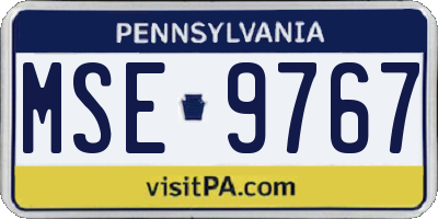 PA license plate MSE9767