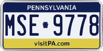 PA license plate MSE9778