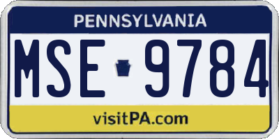 PA license plate MSE9784