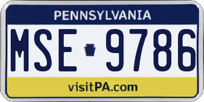 PA license plate MSE9786