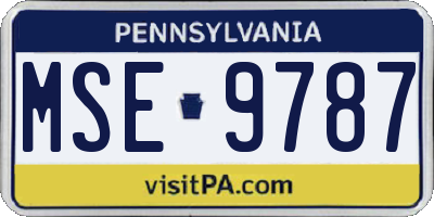 PA license plate MSE9787