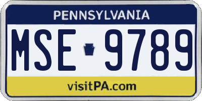 PA license plate MSE9789