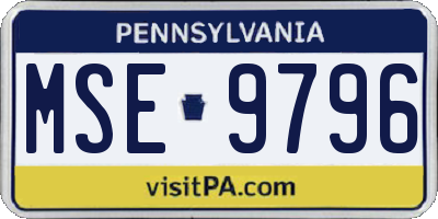 PA license plate MSE9796