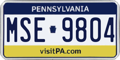 PA license plate MSE9804