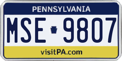 PA license plate MSE9807