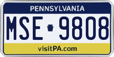 PA license plate MSE9808