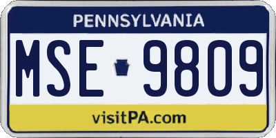 PA license plate MSE9809