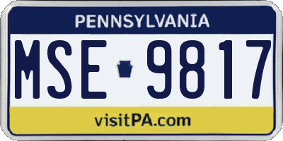 PA license plate MSE9817