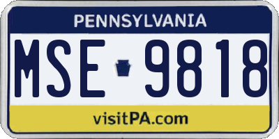 PA license plate MSE9818
