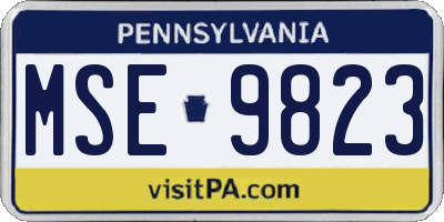 PA license plate MSE9823