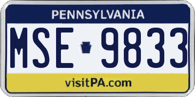 PA license plate MSE9833