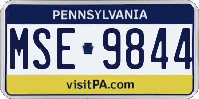 PA license plate MSE9844