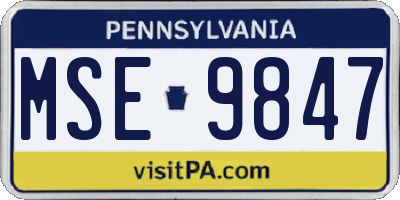 PA license plate MSE9847