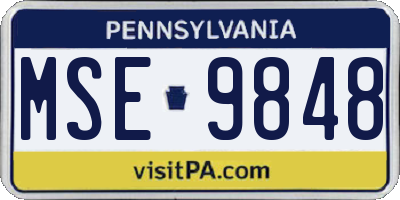 PA license plate MSE9848