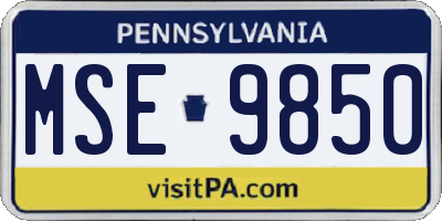 PA license plate MSE9850