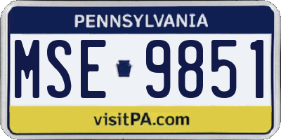 PA license plate MSE9851