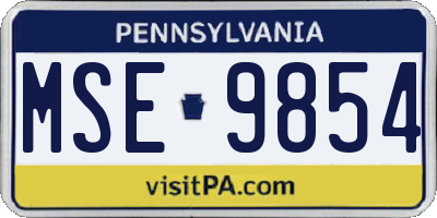 PA license plate MSE9854
