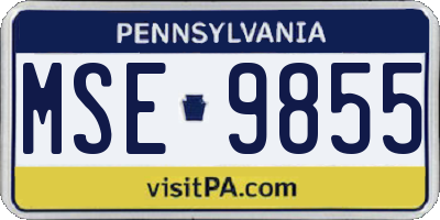 PA license plate MSE9855