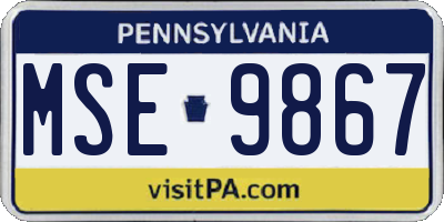PA license plate MSE9867