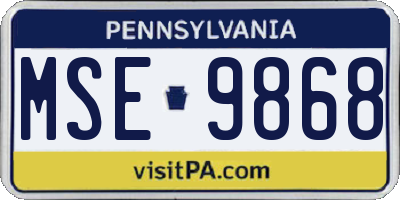 PA license plate MSE9868