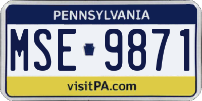 PA license plate MSE9871