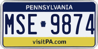 PA license plate MSE9874