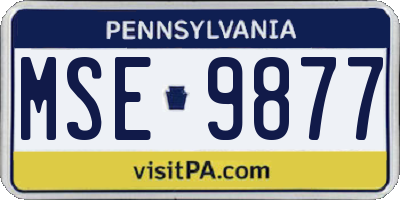 PA license plate MSE9877