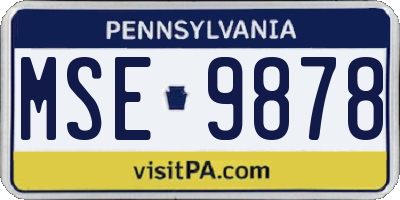 PA license plate MSE9878