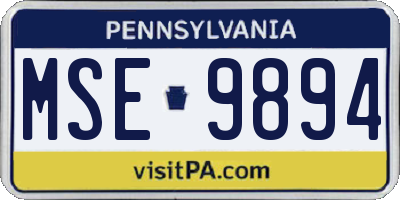 PA license plate MSE9894